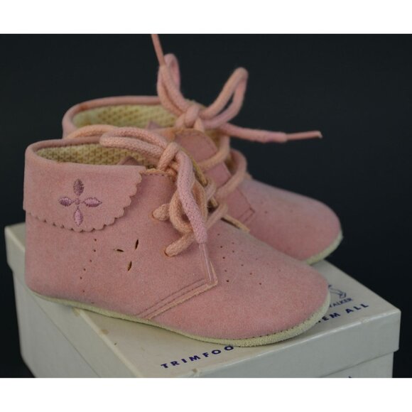 Trimfoot Baby Deer Shoes Pink Creeper 6-9 Months In Box - Picture 3 of 9
